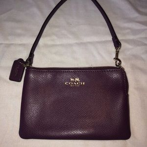 EUC Coach Dark Purple Corner Zip Wristlet Wallet